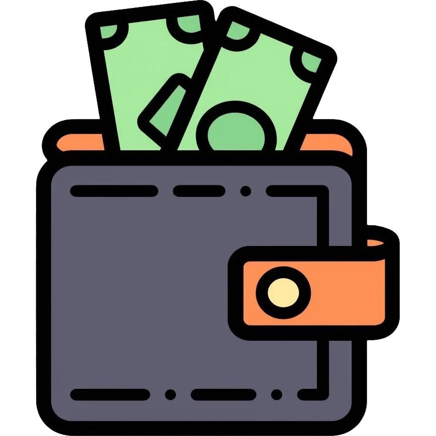 black wallet with dollar bills visible inside emoji