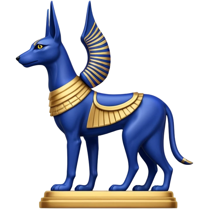 Black, gold, lapis anubis statue emoji