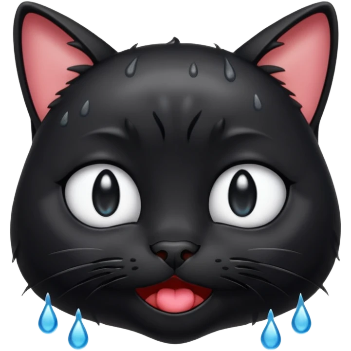 Black cat crying emoji