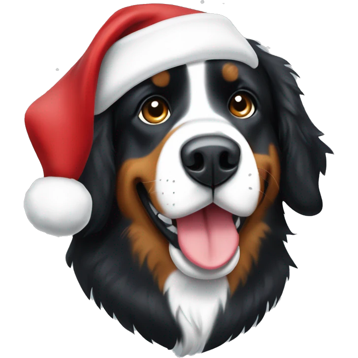  Bernese Mountain dog with a Santa hat emoji