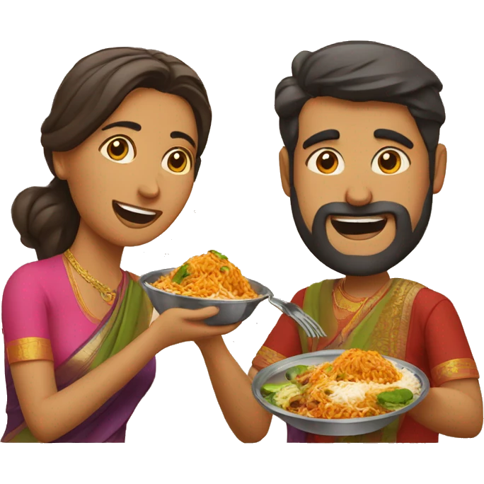 Man anda woman eating biryani  emoji
