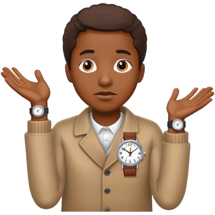 African American shrugging with watch on  emoji