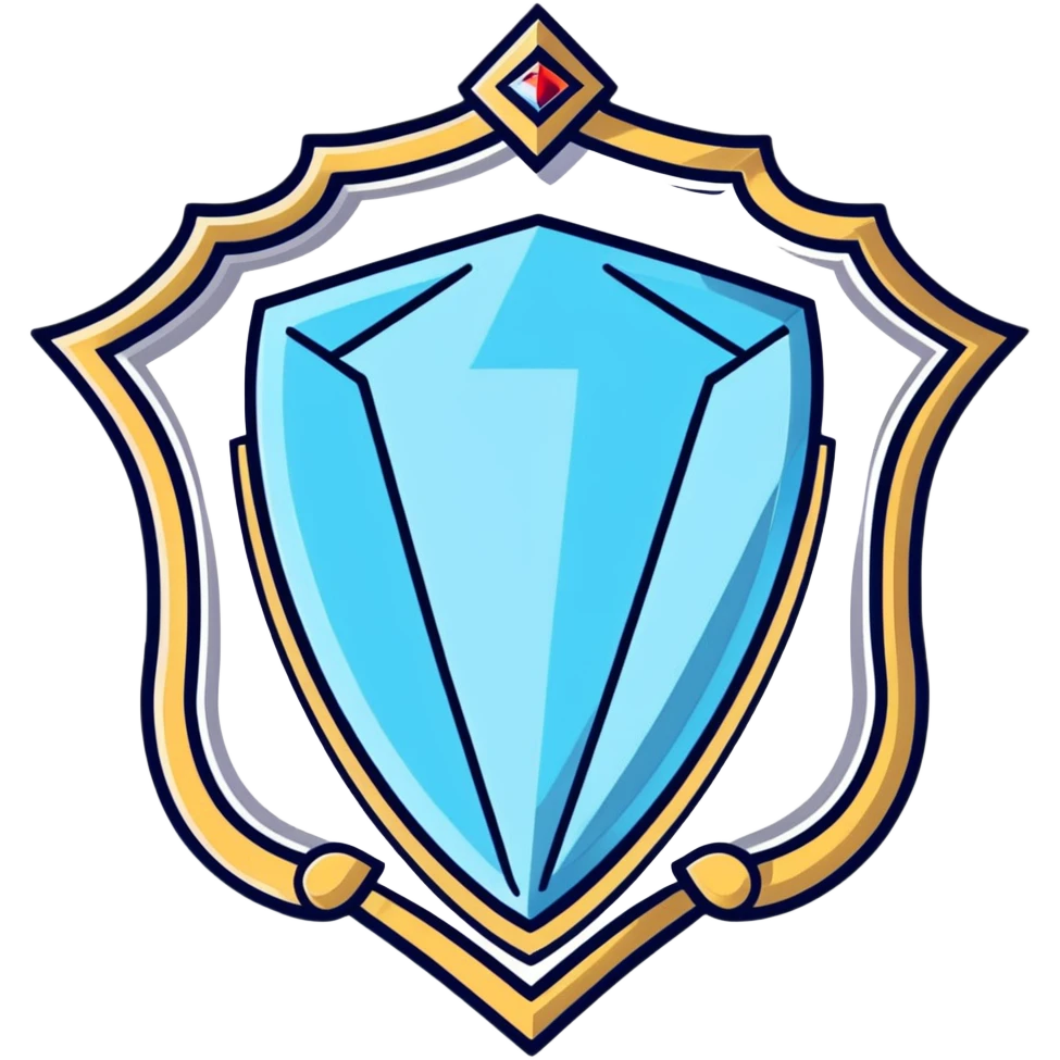 Luxury VIP badge shaped like a shield with a large diamond gem in the center emoji