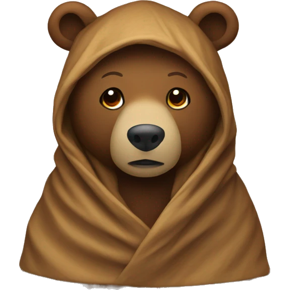 Brown bear with pleated blanket on head emoji