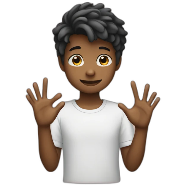 boy who make a heart with his hands emoji
