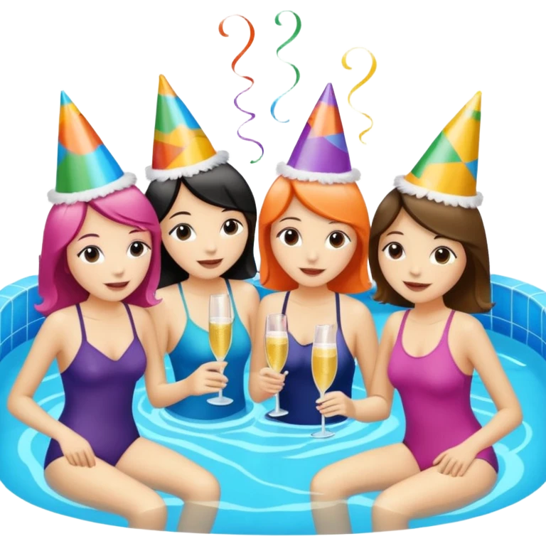 swimming party with girls emoji
