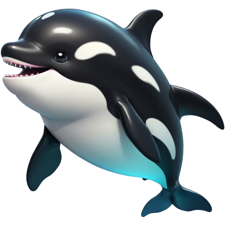 Cinematic Comical orca Portrait Emoji, Head tilted dramatically with an exaggeratedly shocked expression, featuring a sleek black-and-white body with wide, comically expressive eyes full of playful disbelief and animated flippers, Simplified yet hilariously expressive features, highly detailed, glowing with a slightly sassy oceanic glow, high shine, dramatic yet playful, stylized with an air of cheeky marine mischief, soft glowing outline, capturing the essence of a meme-worthy orca that looks ready to make waves with its hilariously dramatic antics! emoji