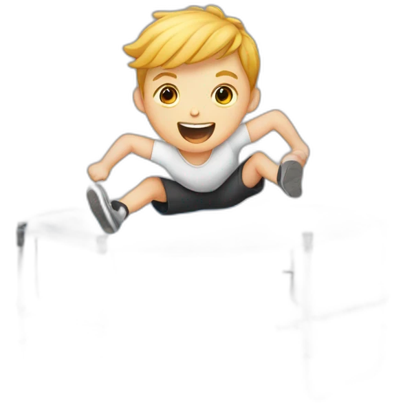 a white kid on a trampoline emoji