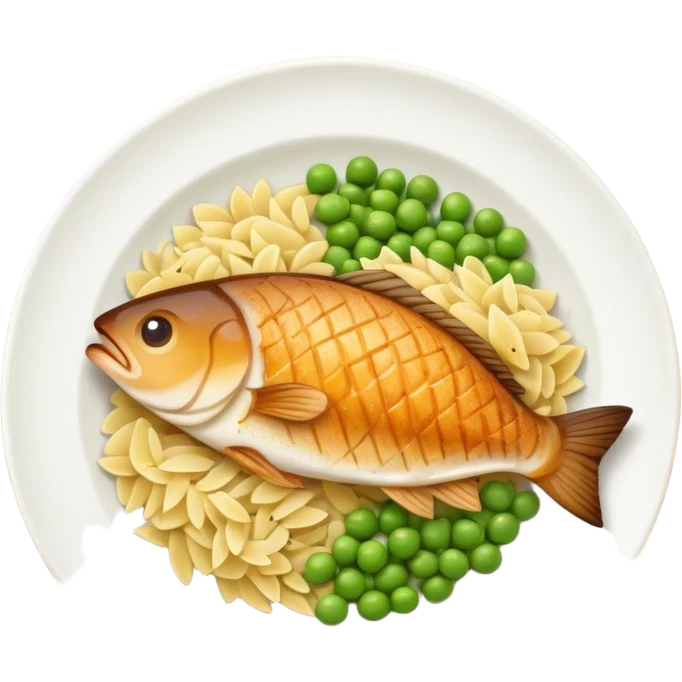 Fish filet with orzo peas and potato emoji