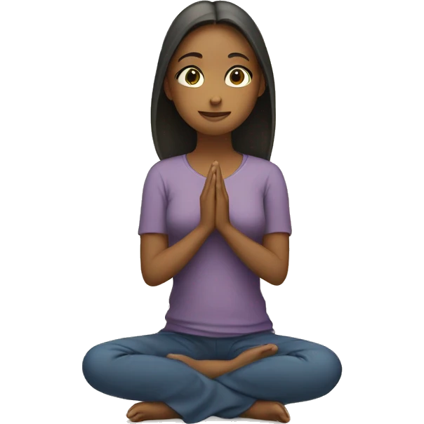 A girl is sitting on a lotus, hands folded in prayer. emoji
