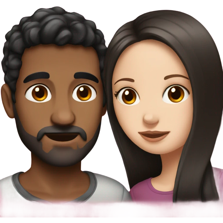 spanish man with brown hair kissing white girl with black hair   emoji