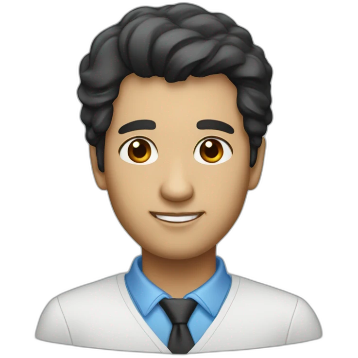 Architecte with black hair brown eyes with bleu chirt  emoji