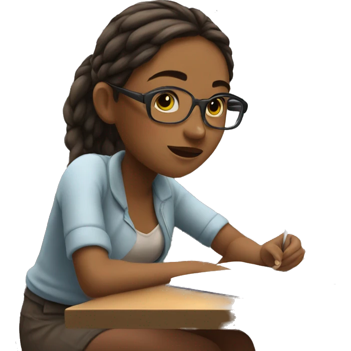 Girl studying in cafe emoji