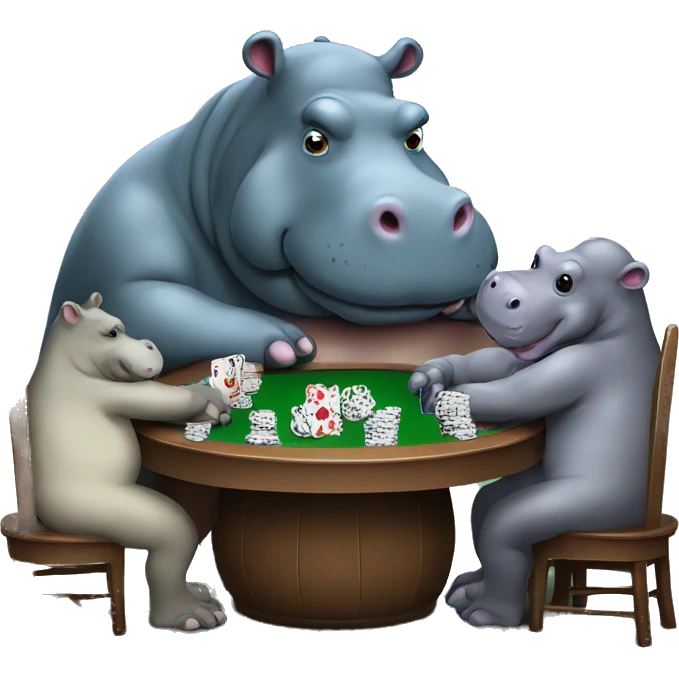 Hippo playing poker with other Hippo  emoji