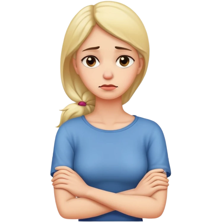 arms crossed holding neck sad woman emoji