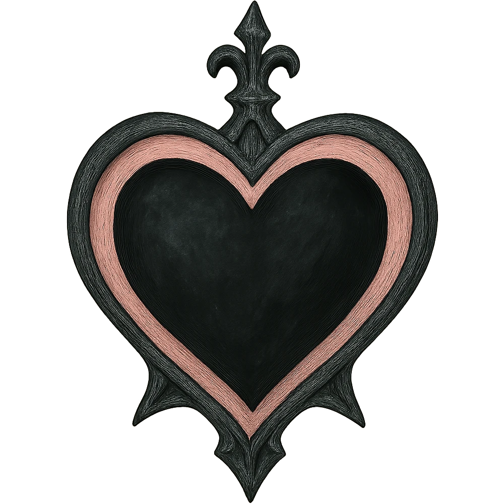 gothic heart, black and pink, ghibli style emoji