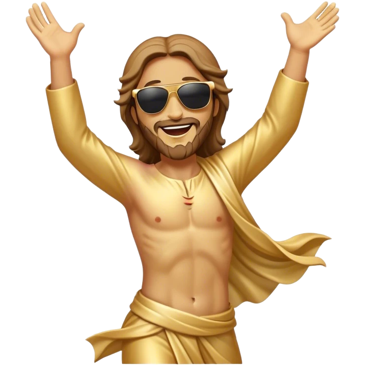 dancing figure of rejoicing Jesus with  sunglases golden  emoji