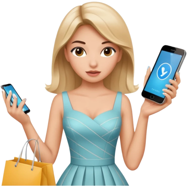 Glam girl tapping a big “buy” button on phone with subtle motion lines — impulsive first-minute shopper emoji