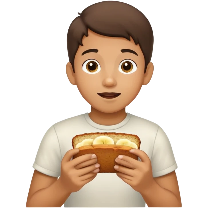 hispanic boy eating banana bread  emoji