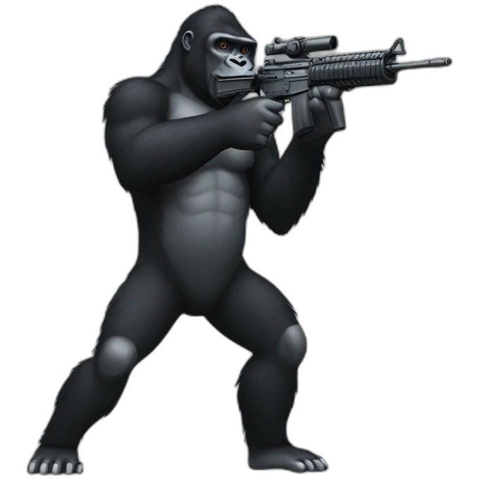 Gorilla shooting m16 emoji