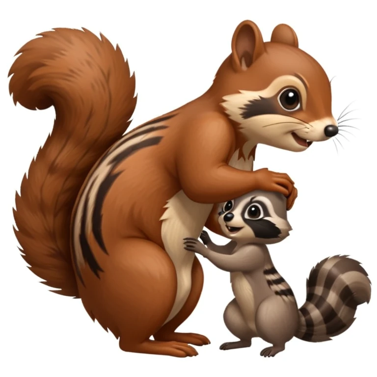 squirrel pulling tail out of raccoon butt emoji