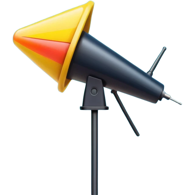 Minimalist emoji-style sticker of an old-school antenna with distorted, glitched signal waves. Clean icon style. emoji