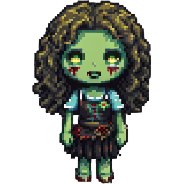 zombie girl with curly hair emoji