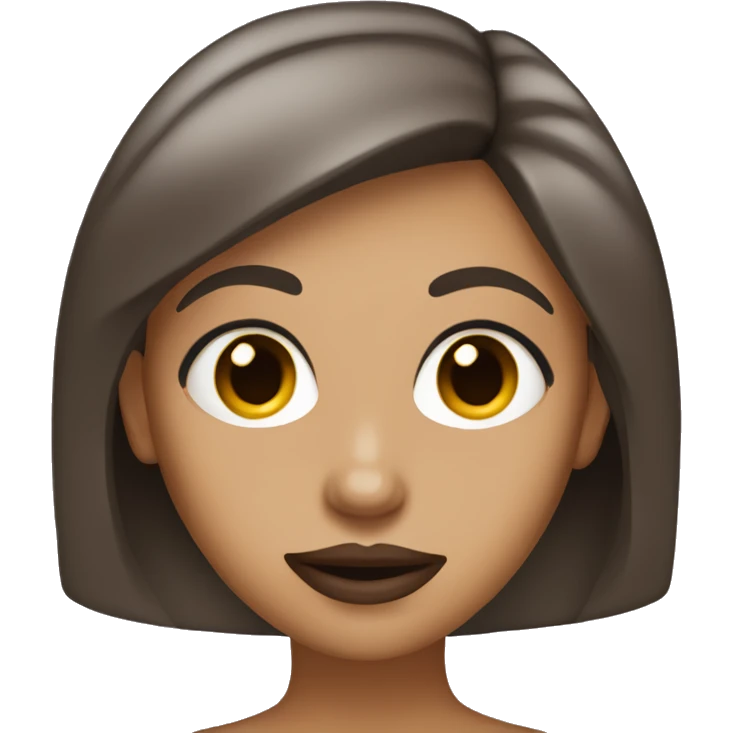 tan girl with straight hair and plum lips and big eyes emoji