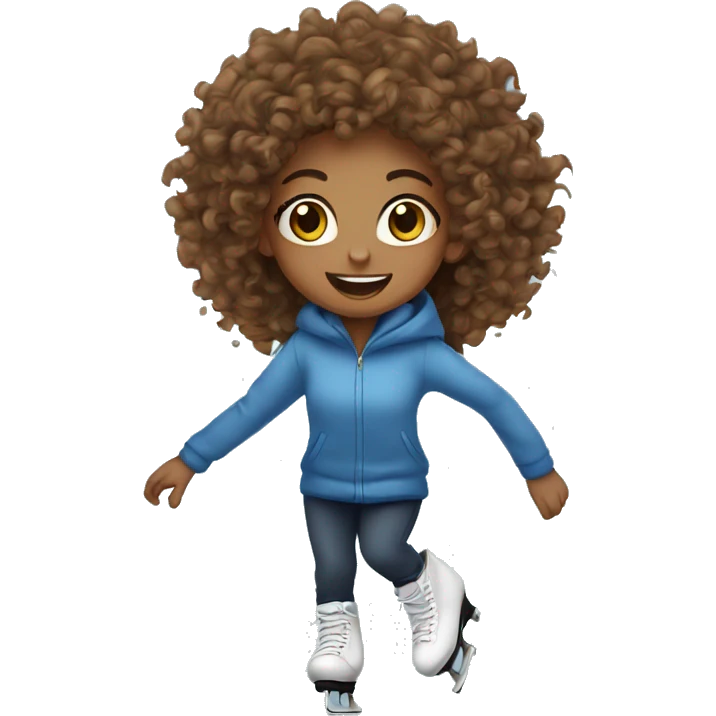 curly girl skating on rink emoji
