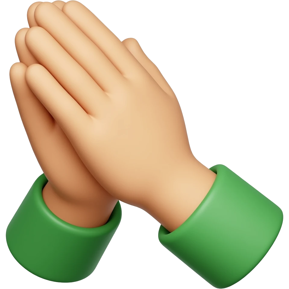 PRAYING HANDS WITH GREEN SLEEVES emoji