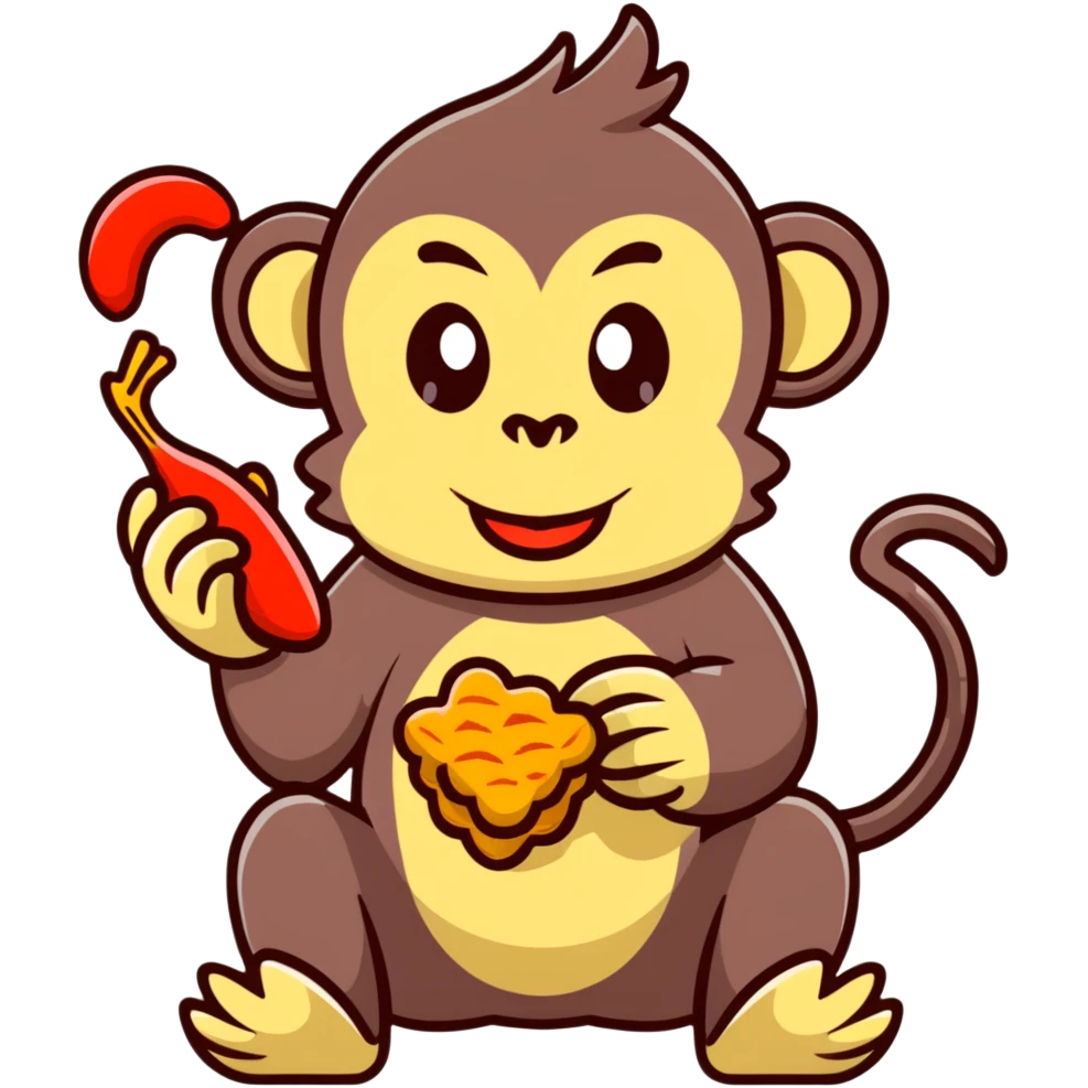 Monkey eating fried chicken emoji