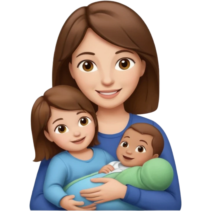Mother holding 1 infant brown hair fair skin emoji