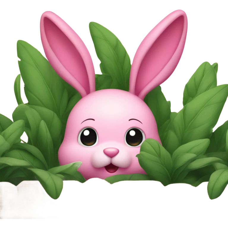 Cute pink bunny playing hide and seek emoji