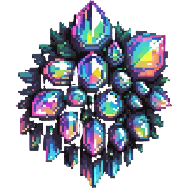 rainbow crystal cluster with multiple points and iridescent shine emoji