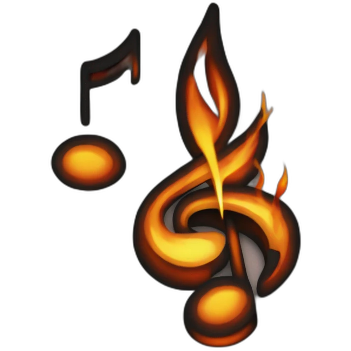 fire, fire behind music-note/treble/clef emoji emoji