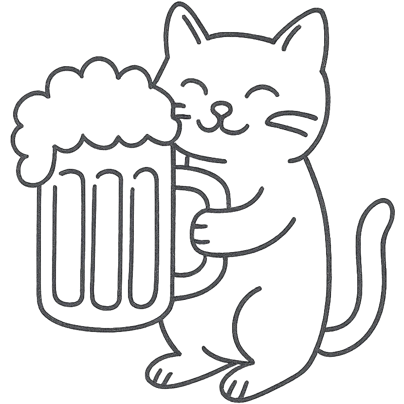 cat holding a giant beer mug emoji