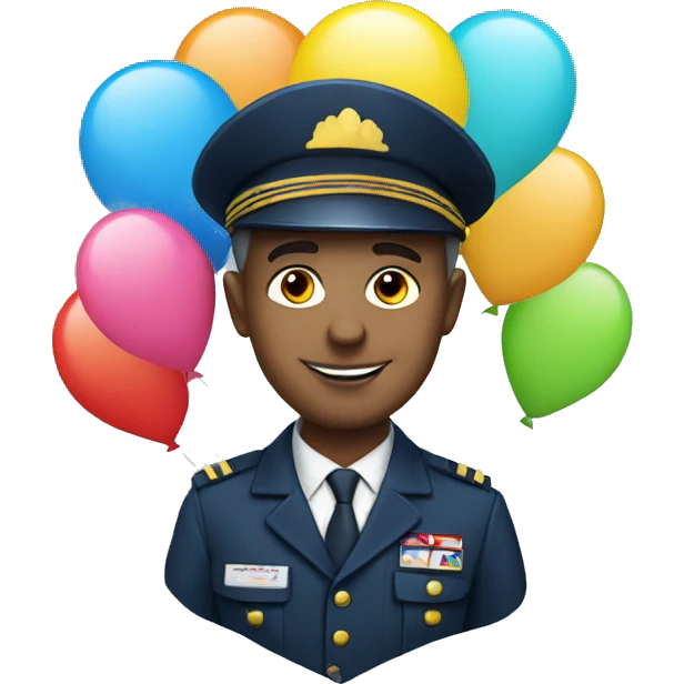 pilot with balloons  emoji