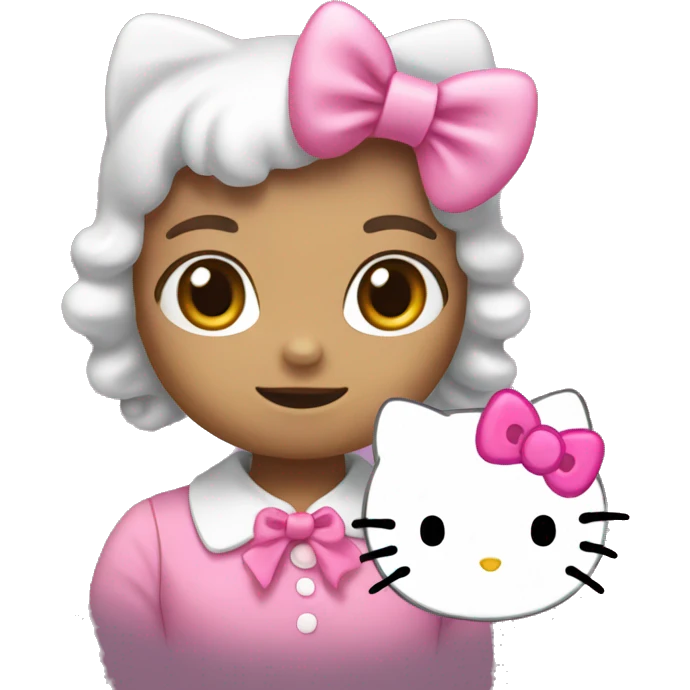 Hello Kitty, wearing a pink bow emoji