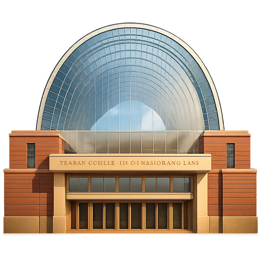 cinematic, realistic emoji of the Kimmel Center for the Performing Arts in Philadelphia, Pennsylvania, straight-on perspective, featuring its iconic glass barrel-vaulted roof and modern architecture, lifelike detail, bright regal lighting as on a sunny day, accurate building colors emoji