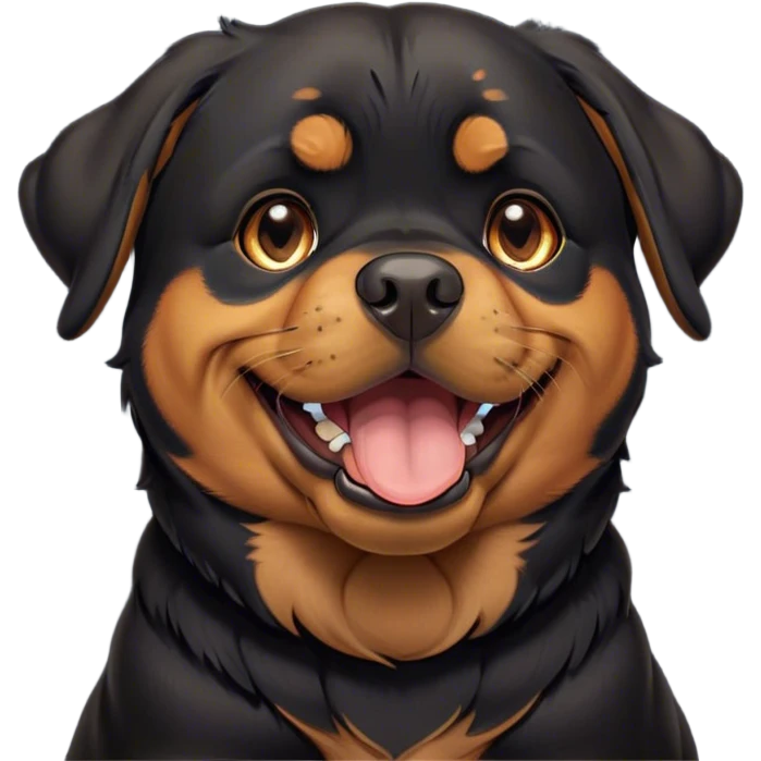 Cinematic Cute Yawning Rottweiler Portrait Emoji, Head tilted slightly with a dramatic, wide-open yawn, showcasing a sleek black coat with prominent tan markings, floppy ears slightly drooping, round brown eyes barely open in drowsy contentment, Simplified yet irresistibly adorable features, highly detailed, glowing with a soft, cozy glow, high shine, relaxed yet expressive, stylized with a touch of whimsy, bright and endearing, soft glowing outline, capturing the essence of a sleepy yet affectionate guardian, so drowsy it feels like it could stretch out of the screen and curl up for a nap! emoji