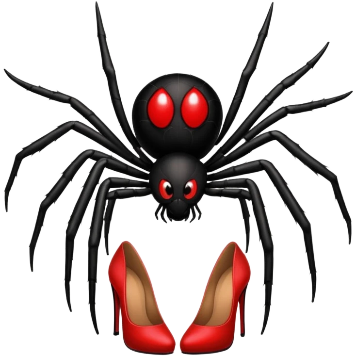 Spider with red high heels on all of his legs emoji