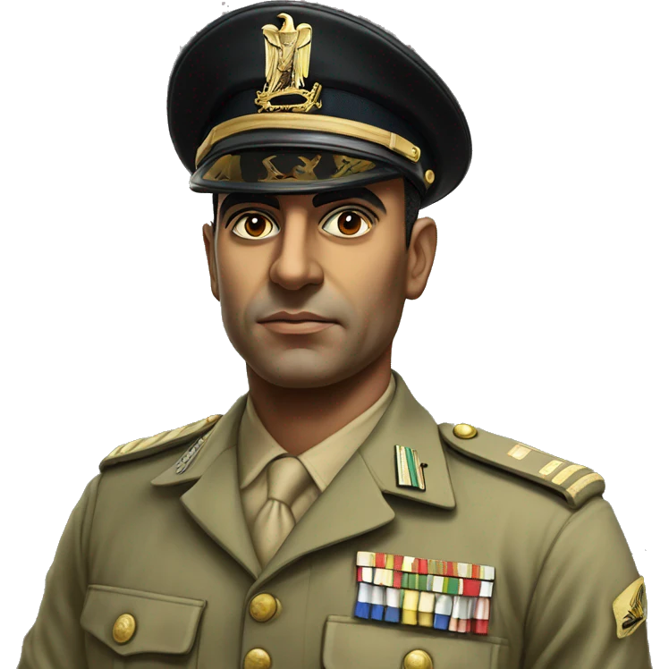egyptian officer millitary 1970 photorealistic serious emoji