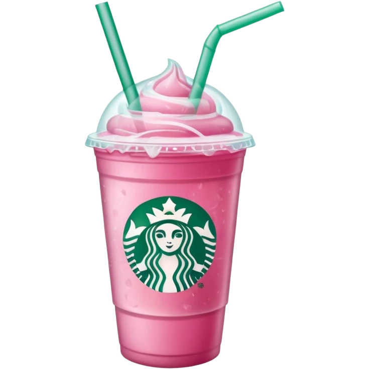 pink Starbucks drink with ice and straw emoji