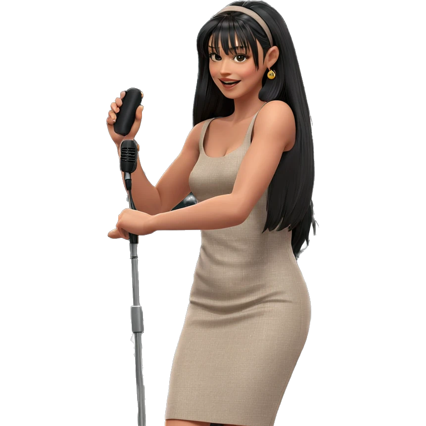 girl with microphone in dress emoji