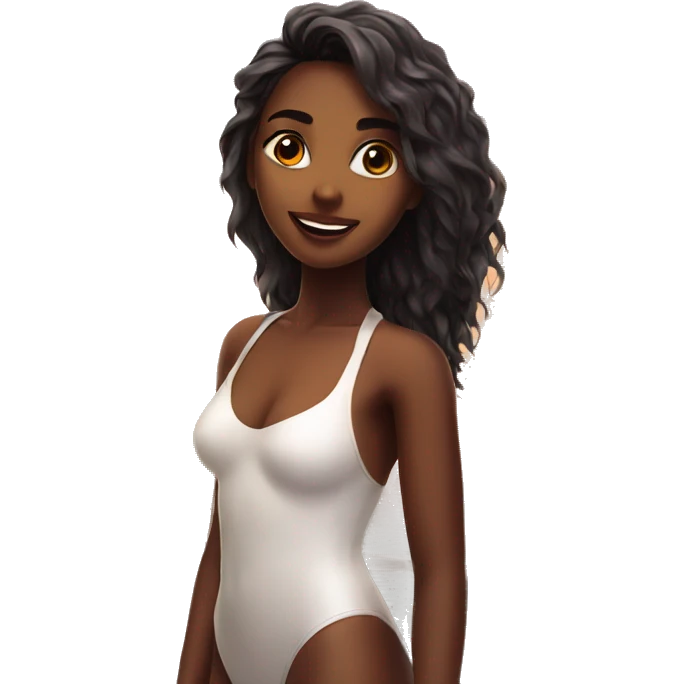 Girl in white swim suit in Maldives sunset  emoji