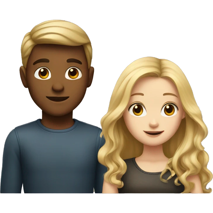 A boy with blonde hair, and a girl with long brown hair emoji