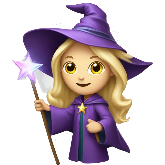 Blonde female wizard with iridescent star wand emoji