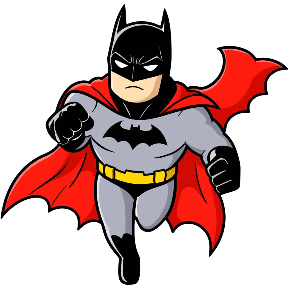 Batman wearing a red suit emoji