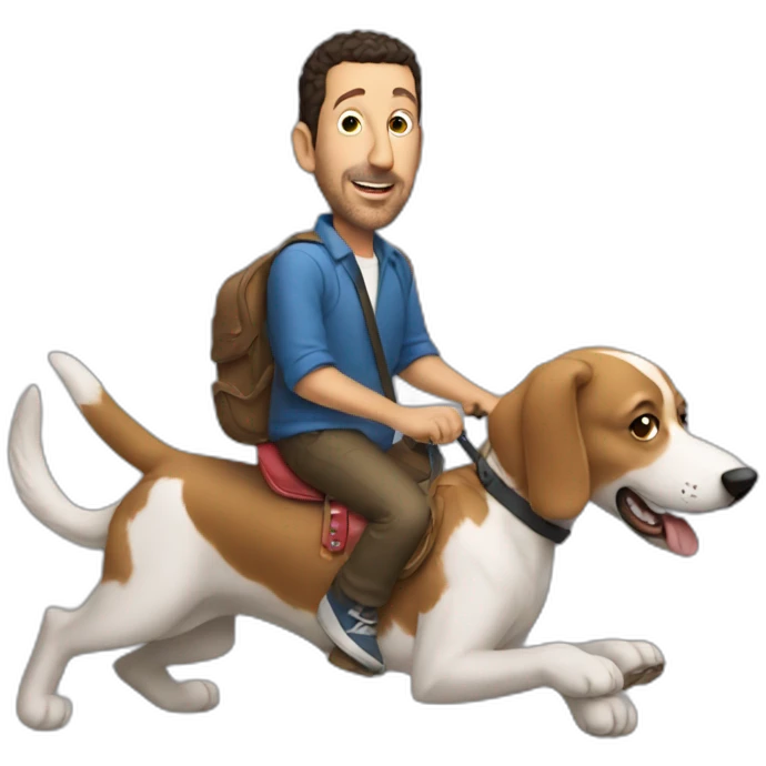 Adam Sandler riding a dog emoji