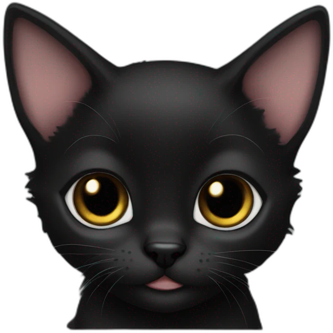 fold-eared black kitten emoji